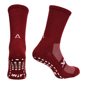 ATAK SHOX Mid-Leg Grip Socks Maroon - RRP £10